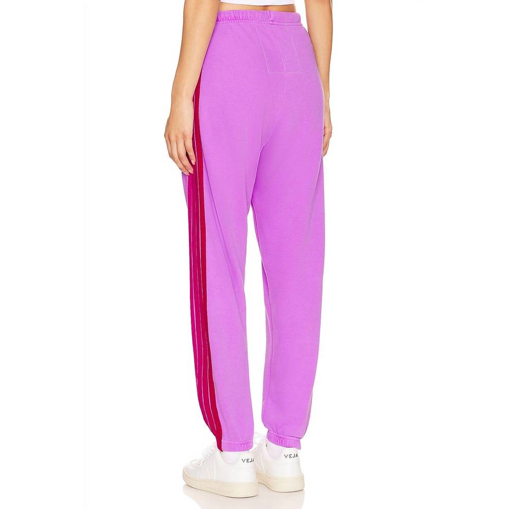 NEW AVIATOR NATION 5 stripe sweatpant in neon purple/neon - Picture 3 of 4